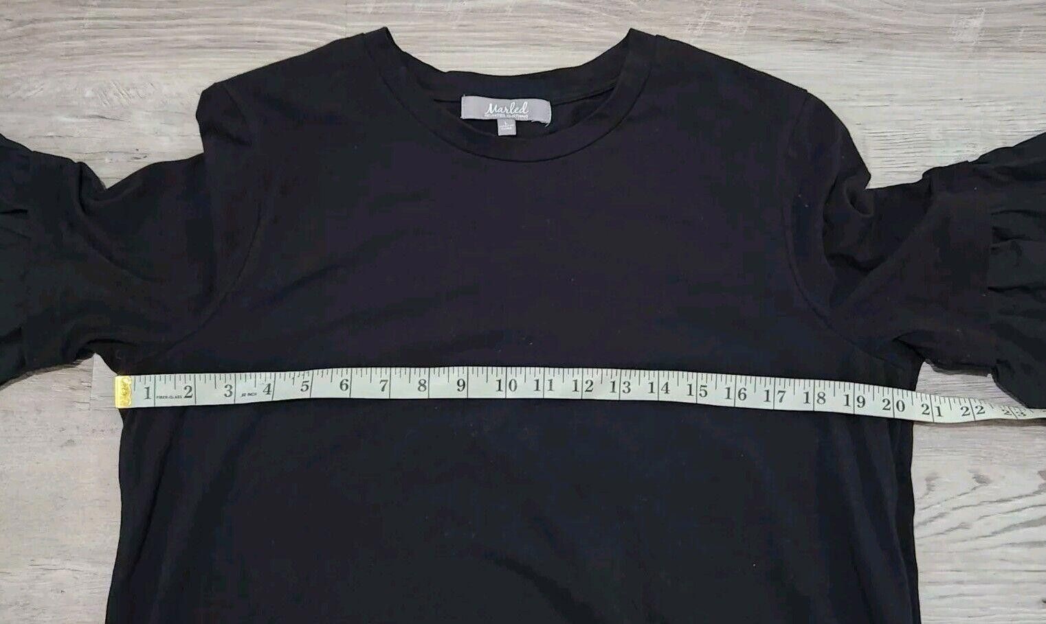 Designer Marled Reunited Top Large Black 3/4 Bell Sleeves Stretch Size L / US 10 / IT 46 - 5 Thumbnail