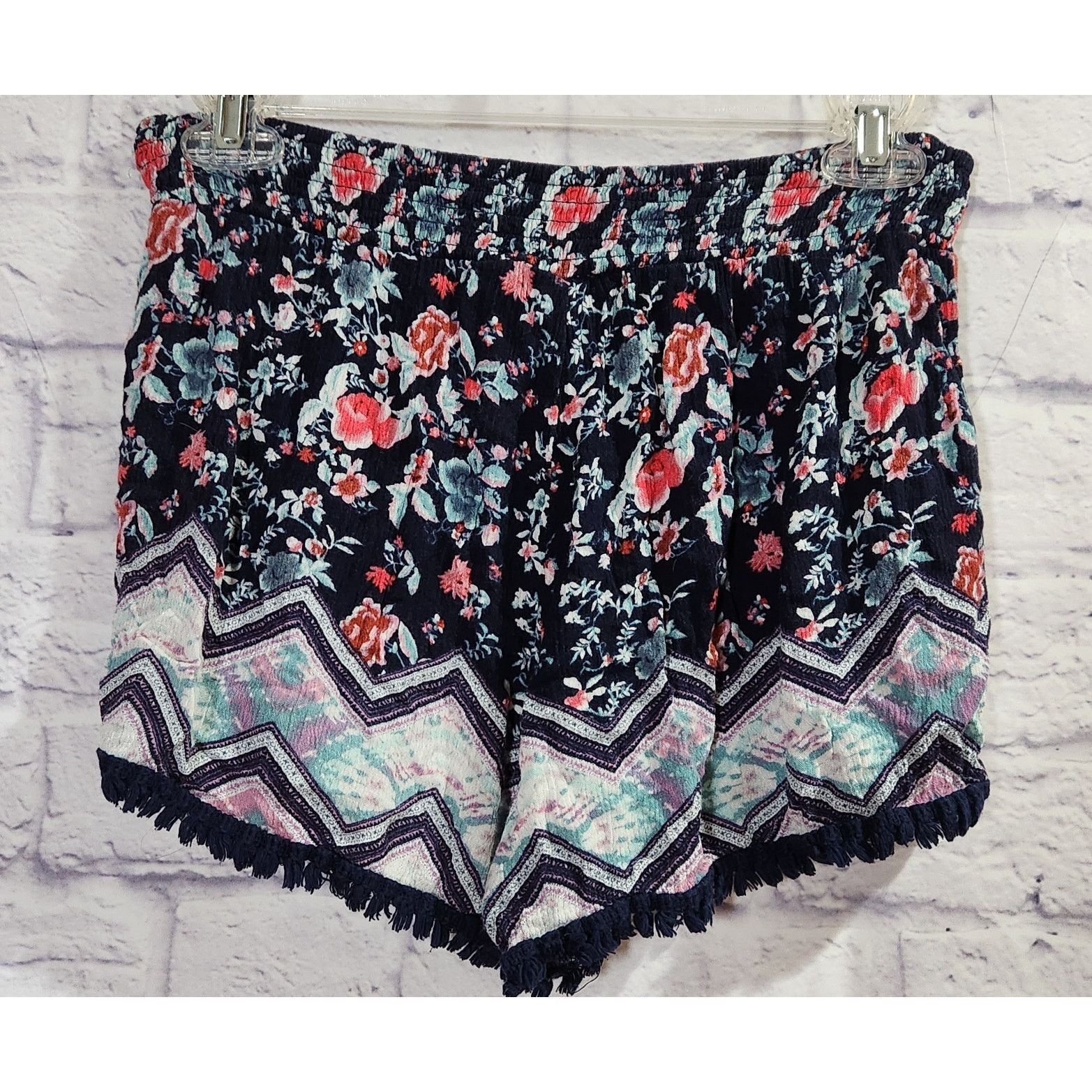 Other No Boundaries Blue Pink Floral Elastic Waist 11 Juniors Size 26" / US 2 / IT 38 - 4 Thumbnail