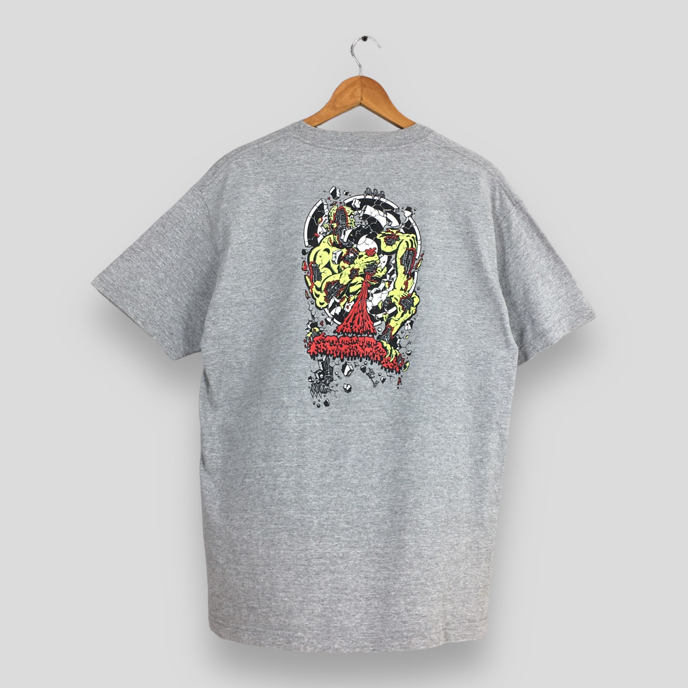 Santa Cruz Skateboards Vintage 90's Rob Roskopp Pushead Design Gray T shirt Medium Size US M / EU 48-50 / 2 - 1 Thumbnail