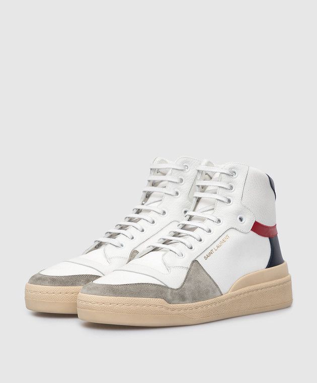 Saint Laurent Paris o1s1wg111024 SL24 Mid-Top Sneakers Canvas Leather Suede Size US 5.5 / IT 35.5 - 3 Thumbnail