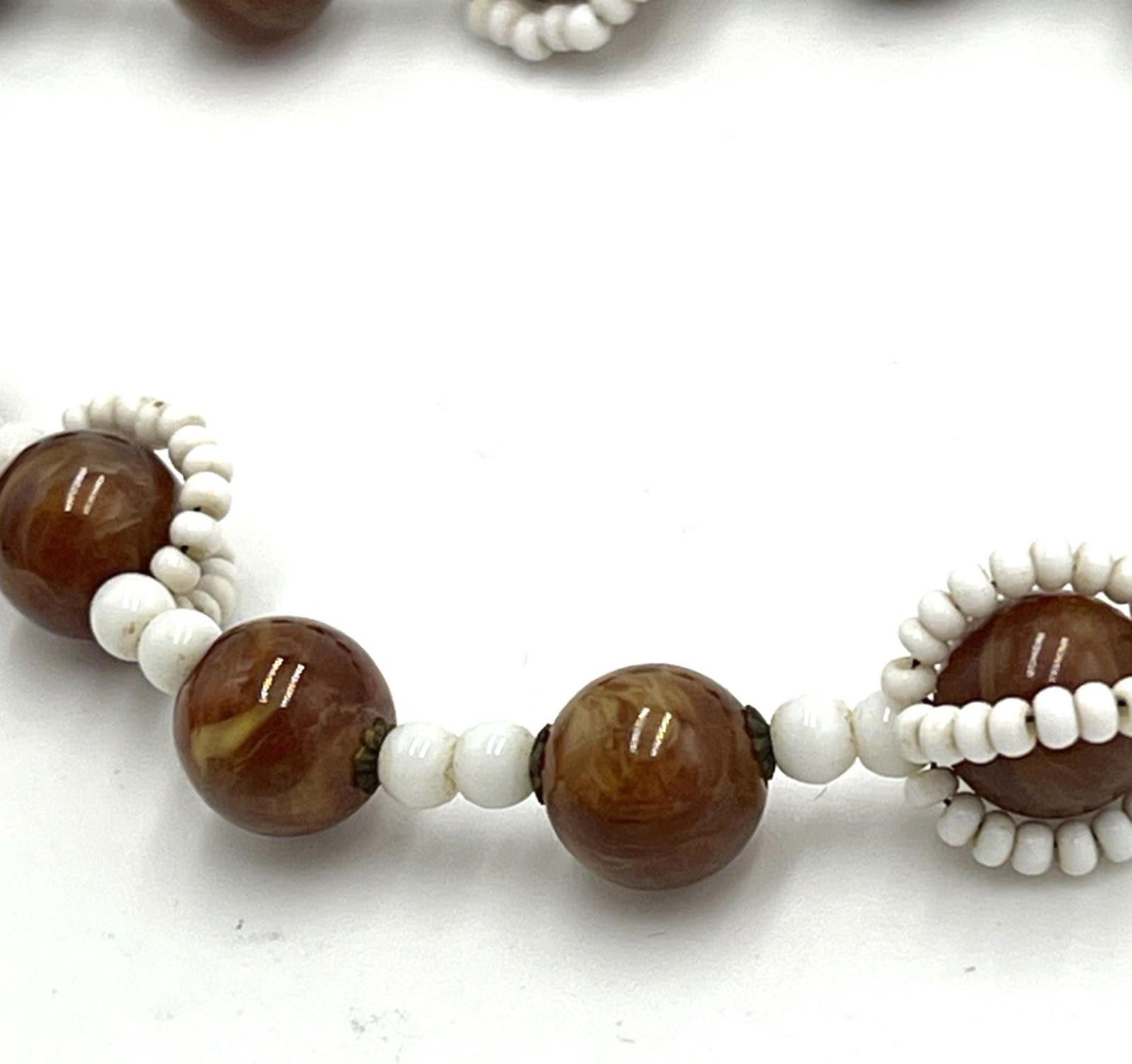 Other Miriam Haskell Bead Necklace Glass Brown & White Wrap Around Size ONE SIZE - 6 Thumbnail
