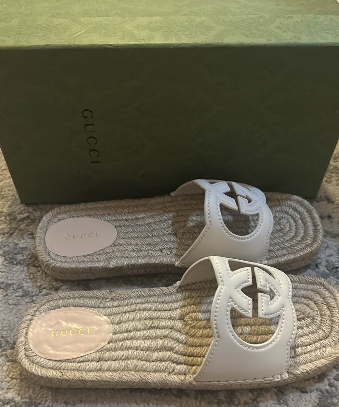 Gucci Gucci Interlocking G Cut-out Espadrille Slide Sandals Size US 10.5 / IT 40.5 - 3 Thumbnail