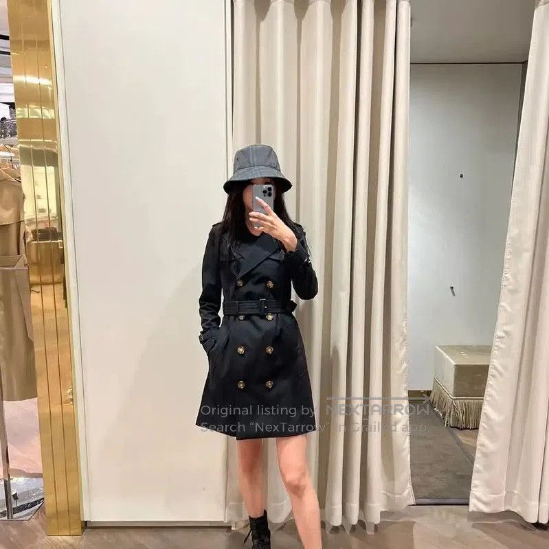Burberry Burberry Black Cotton Women's Trench Coat. Size XL / US 12-14 / IT 48-50 - 5 Thumbnail