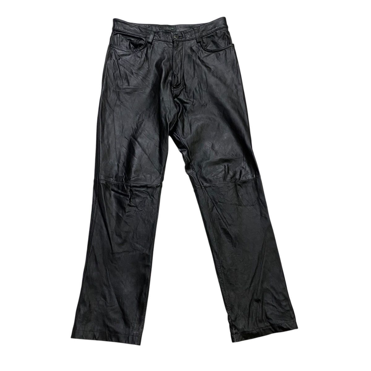 Japanese Brand H Naoto Rockers H Baby Leather Flame Flared Pants