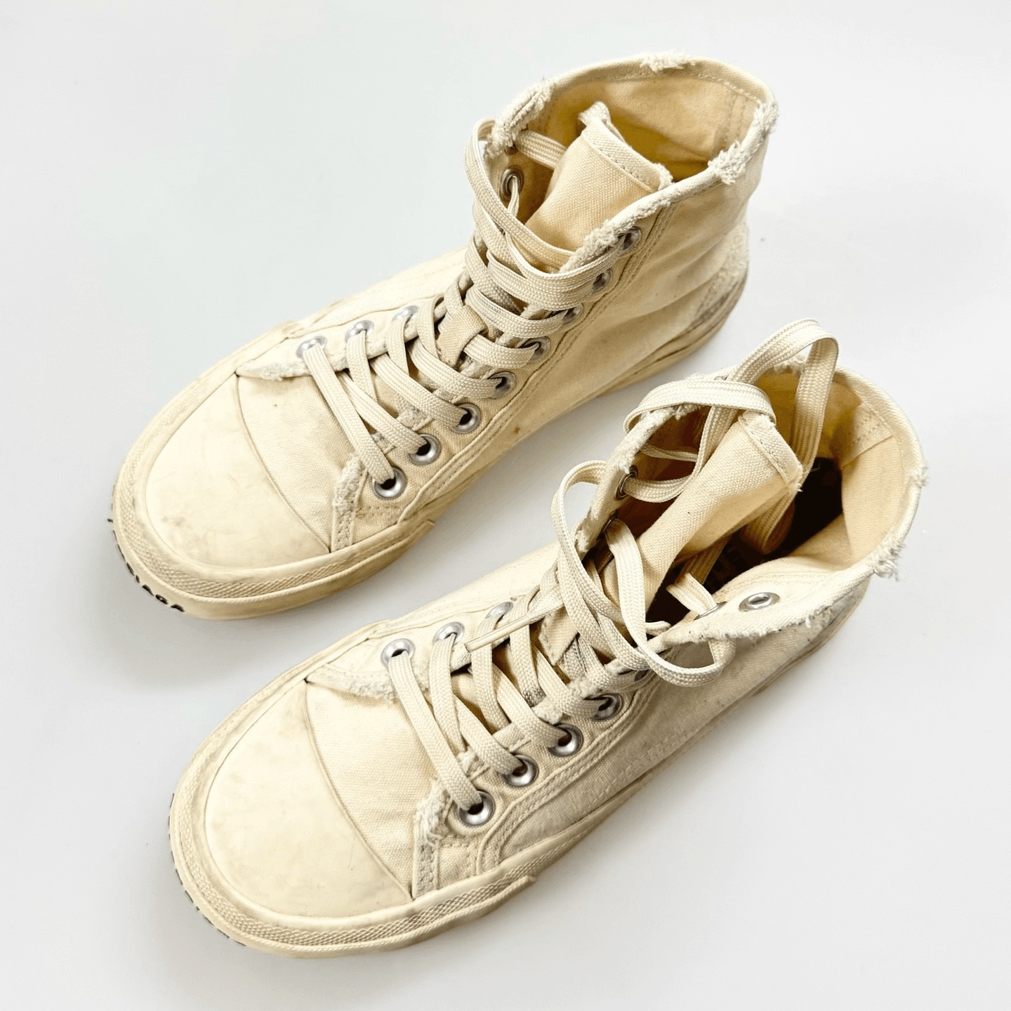 Balenciaga Balenciaga Distressed High-Top Canvas Sneakers Size US 5 / IT 35 - 1 Thumbnail