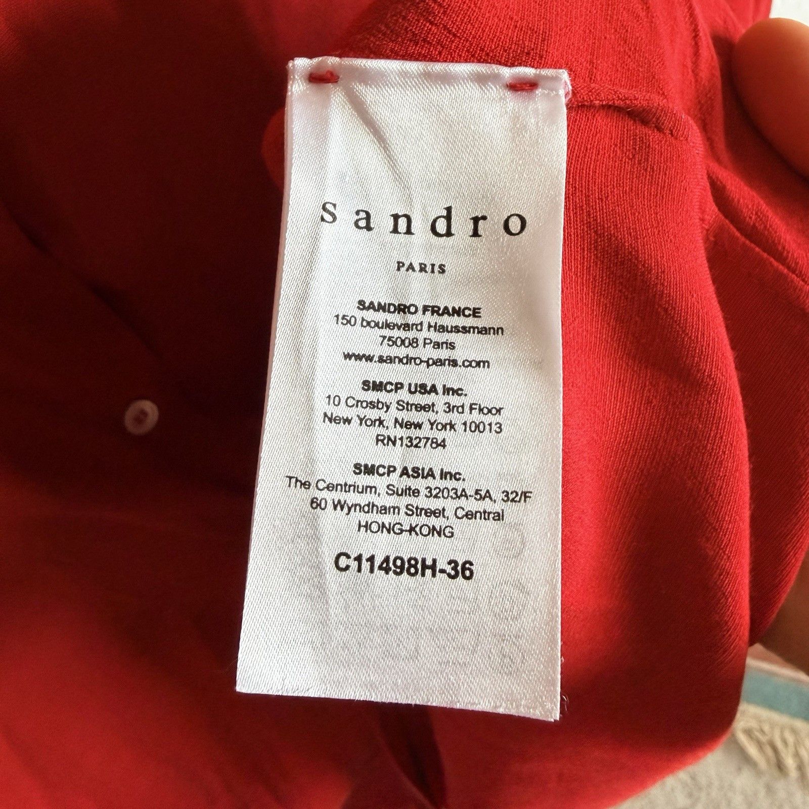 Sandro Sandro Paris Red Embellished Collar Blouse Sz 2 100% Viscose Size M / US 6-8 / IT 42-44 - 9 Thumbnail