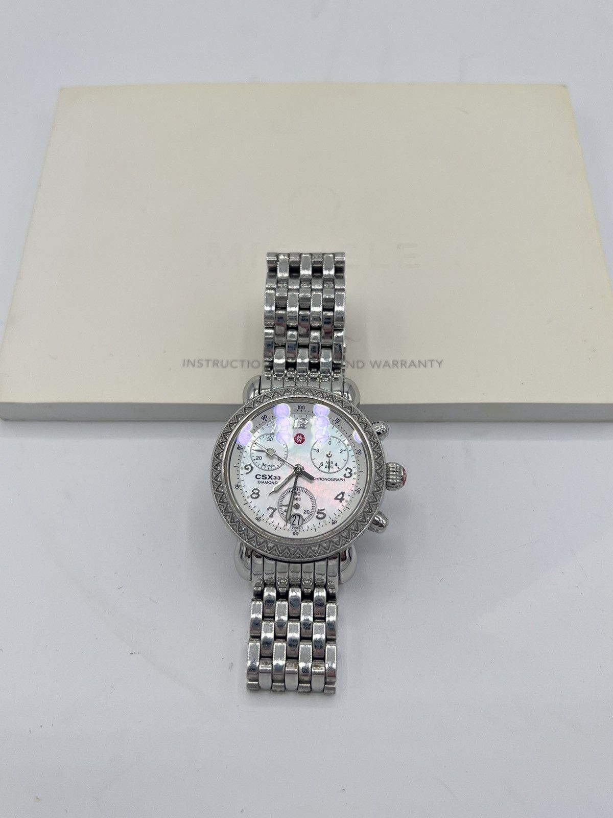 Michele MW03M01A1025 Womens CSX33 Diamond Bezel Chronograph