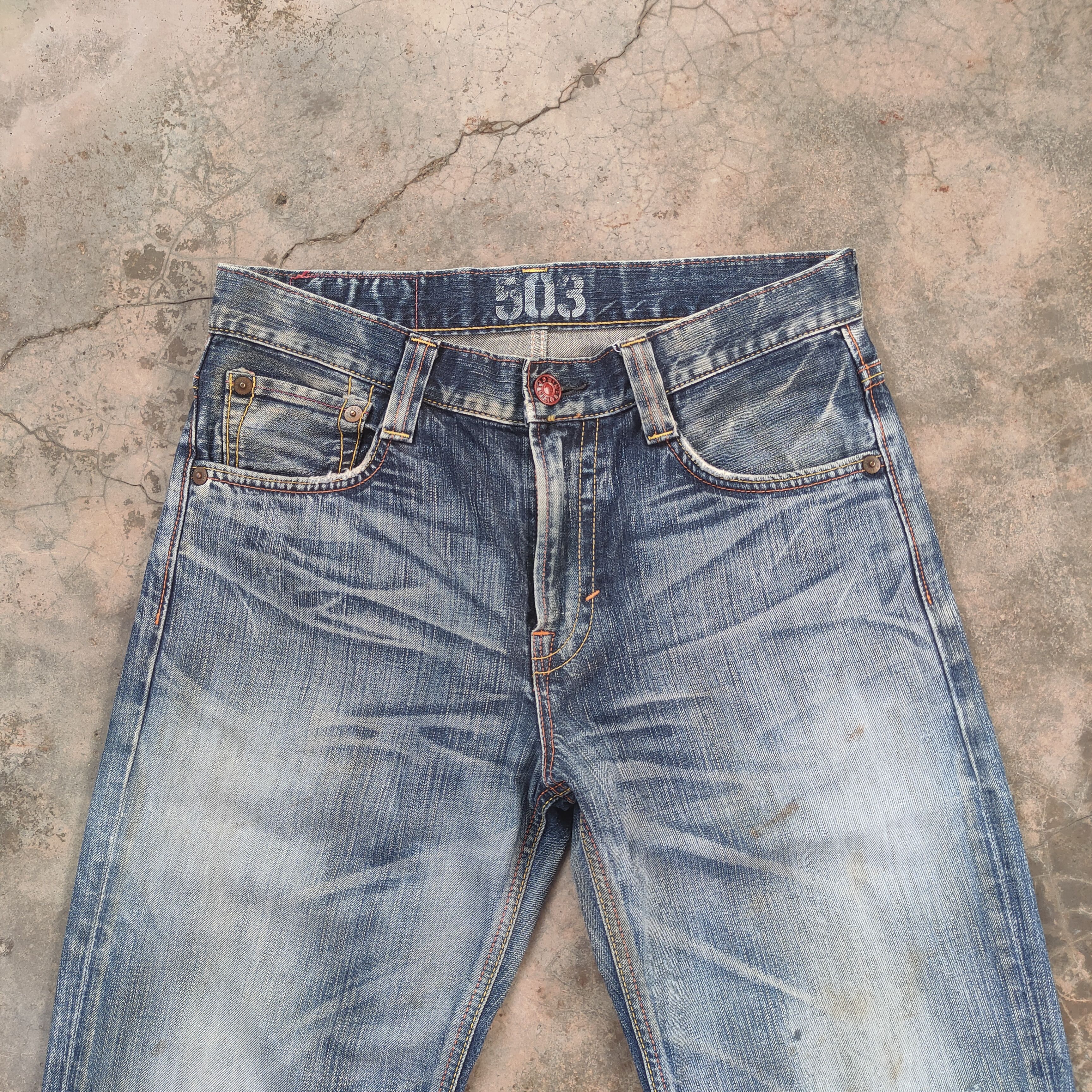 Edwin VINTAGE EDWIN BLUE TRIP FADED DISTRESSED DENIM JEAN PANTS Size US 33 - 3 Thumbnail