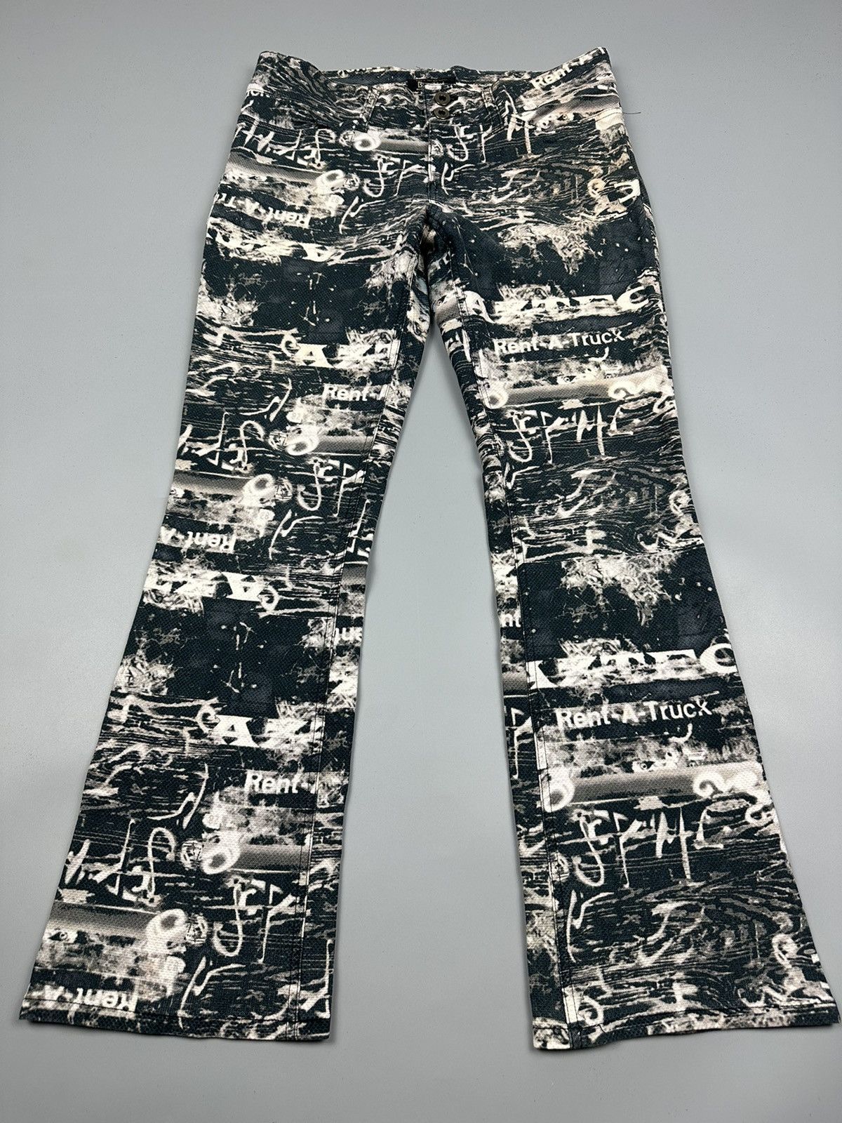 If Six Was Nine × Le Grande Bleu (L.G.B.) 🔥Sick🔥Vintage Batsu Full Printed Flared Pants Size US 32 / EU 48 - 3 Thumbnail