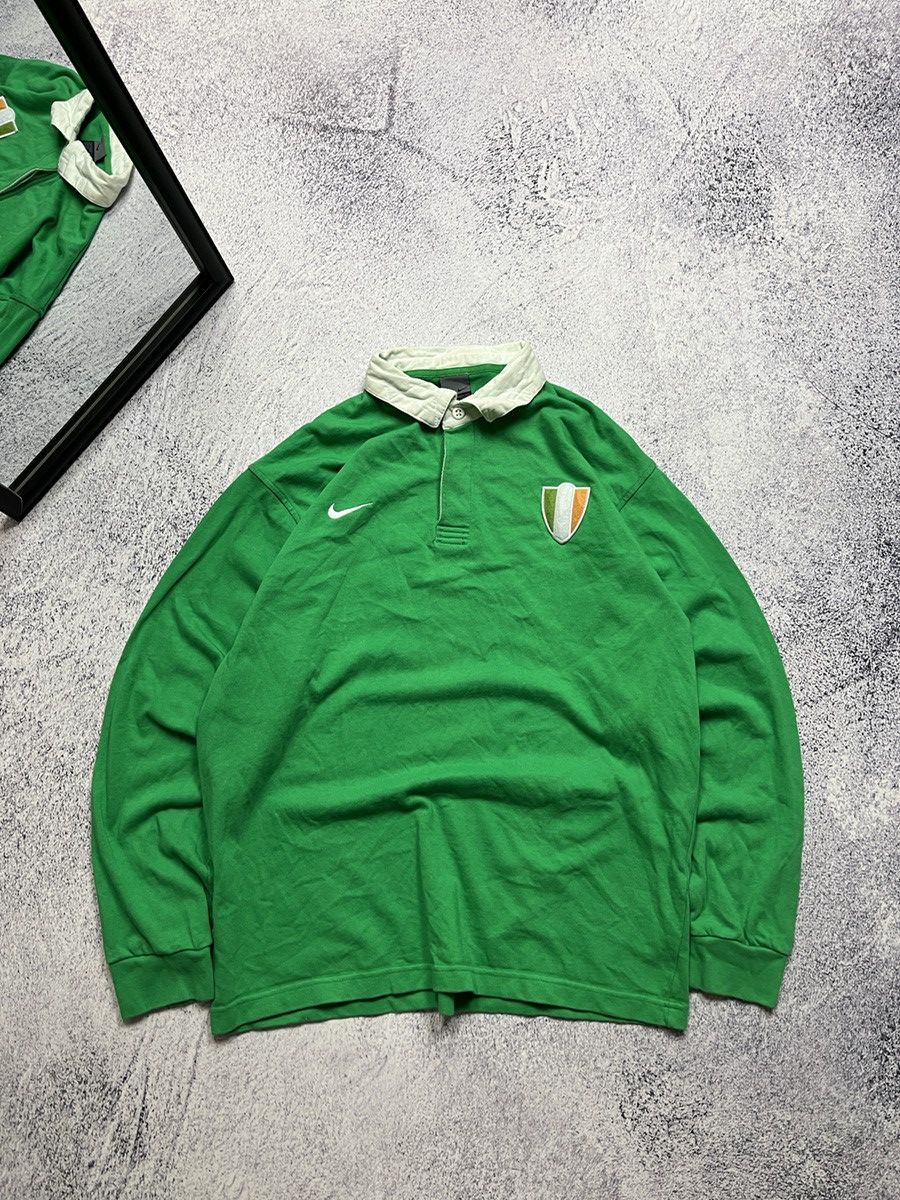 Nike × Vintage Rare Vintage Nike Ireland Polo Long-Sleeve Small Swoosh Size US L / EU 52-54 / 3 - 1 Thumbnail