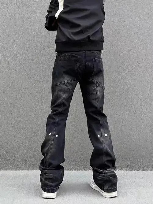 VIBE Street washed distressed patchwork micro-flare jeans Size US 32 / EU 48 - 4 Thumbnail