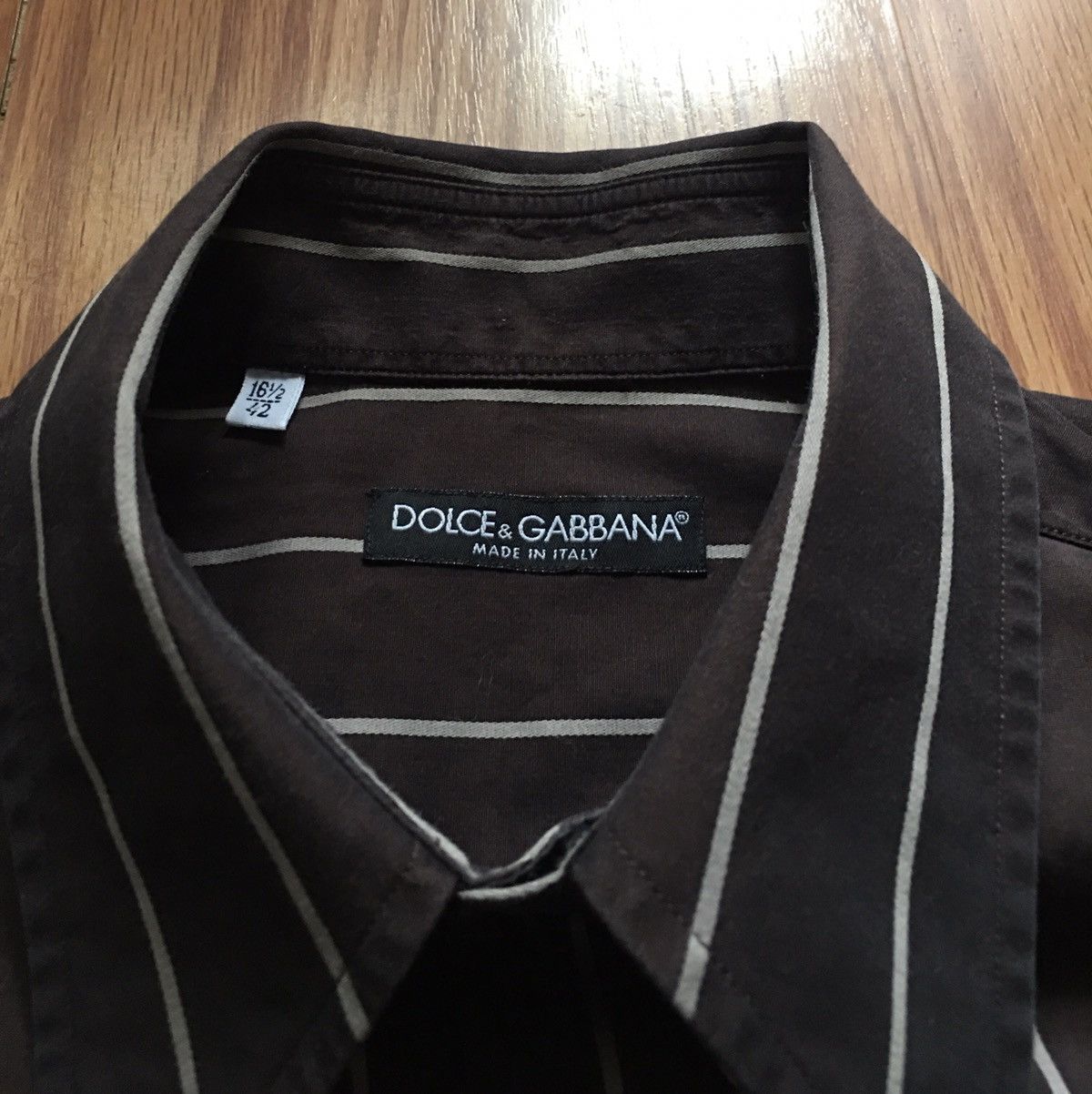 Dolce & Gabbana Dolce & Gabbana Brown Striped Mens Shirt Size 16.5 / 42 Size 42R - 3 Thumbnail