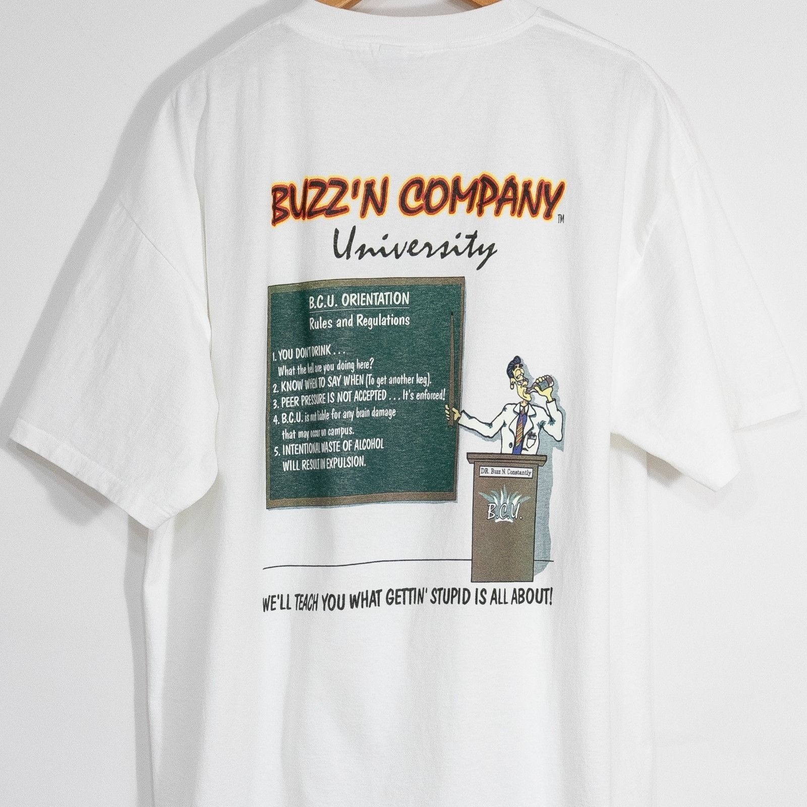 Vintage Vintage 90s Buzz'n Company Funny Drinking T Shirt 2XL Size US XXL / EU 58 / 5 - 2 Thumbnail