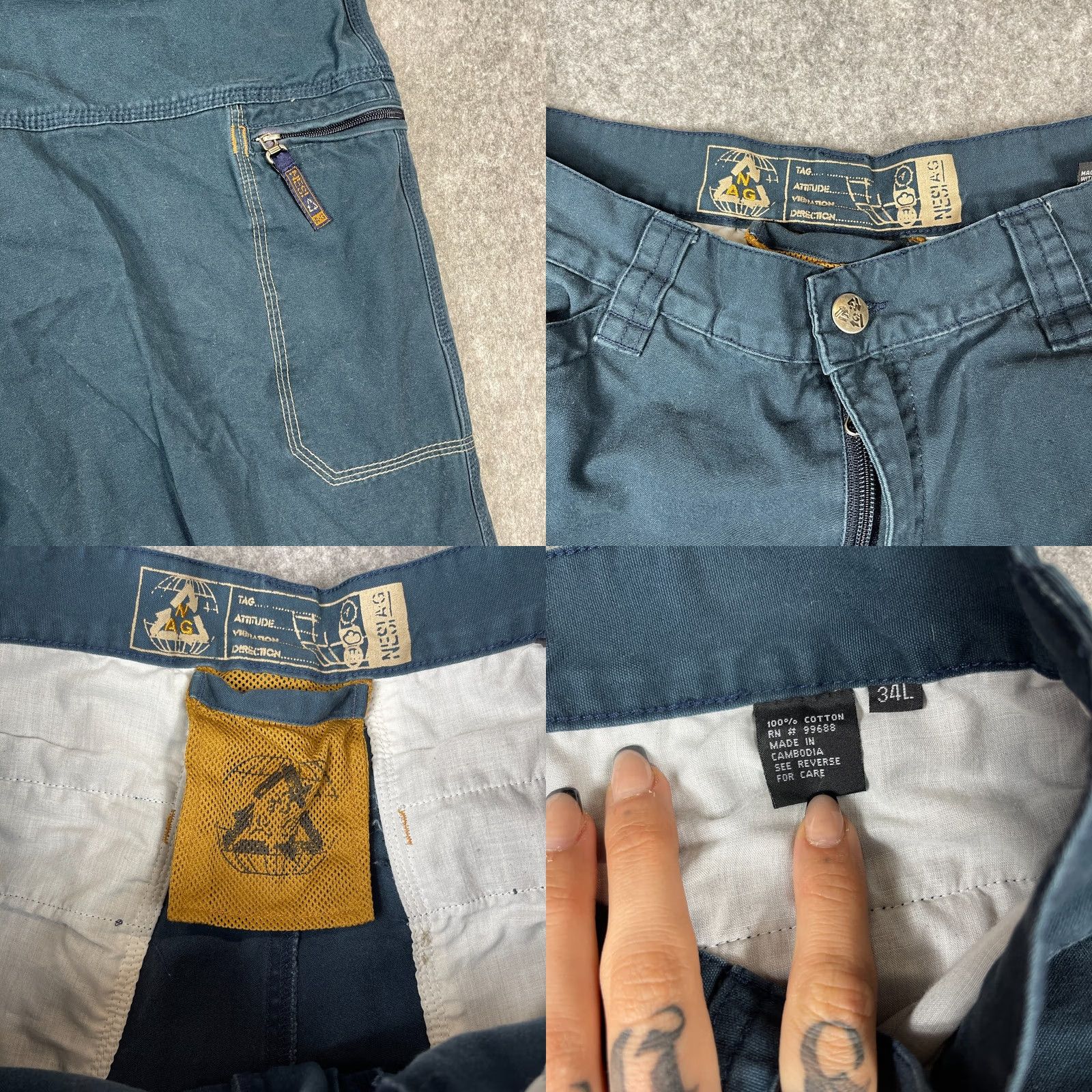 Vintage VINTAGE Nesi A.G. Pants 34L Black Cargo Pockets Wide Leg Baggie Skate Mens Size US 34 / EU 50 - 8 Thumbnail