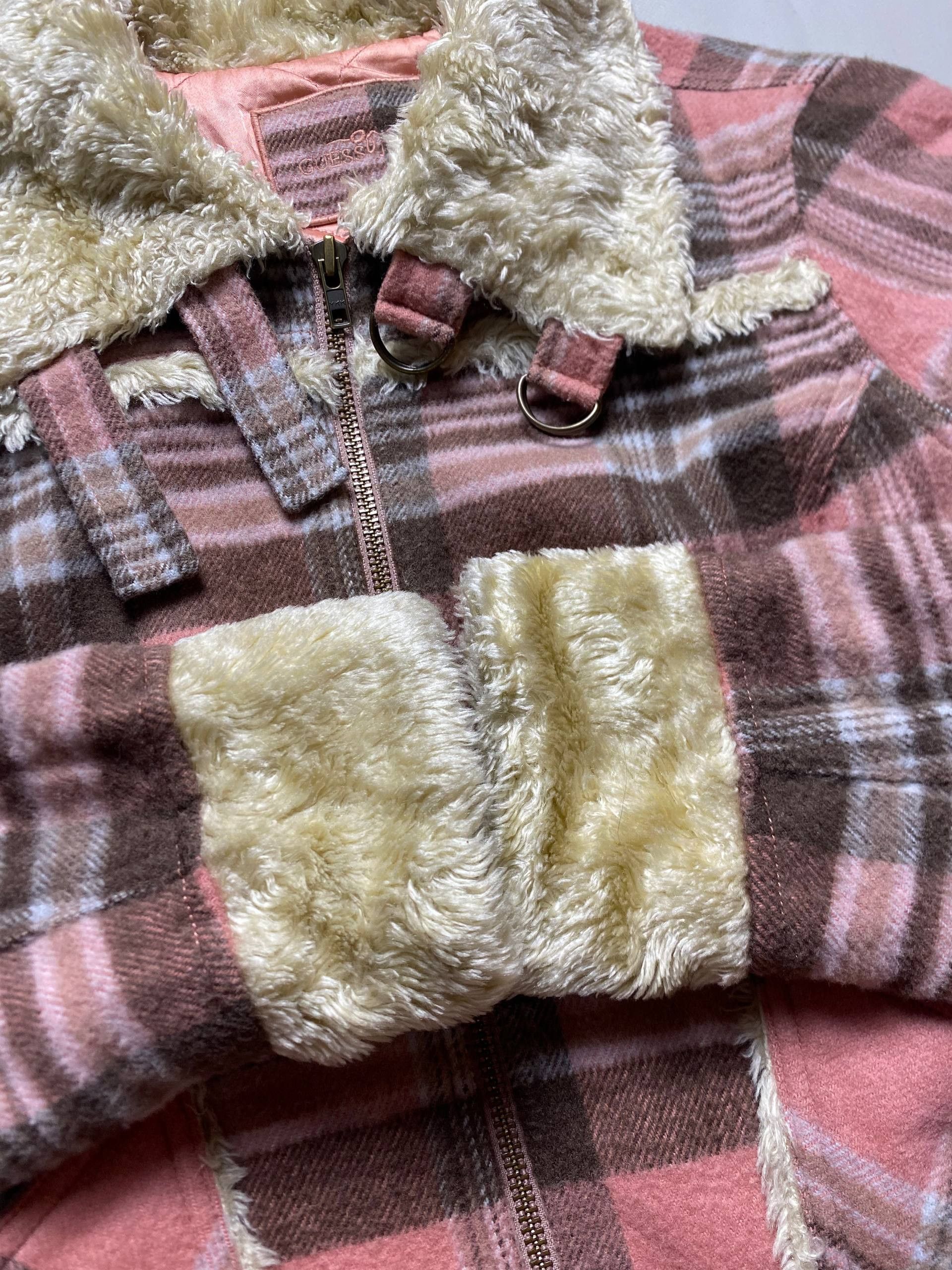 Vintage Guess Faux Fur Pink Jacket