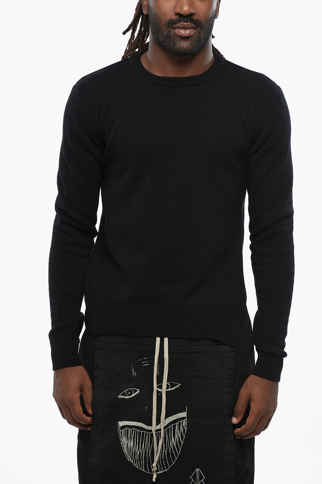 Rick Owens og1mm1025 Cashmere Crewneck Sweater in Black Size US L / EU 52-54 / 3 - 1 Thumbnail