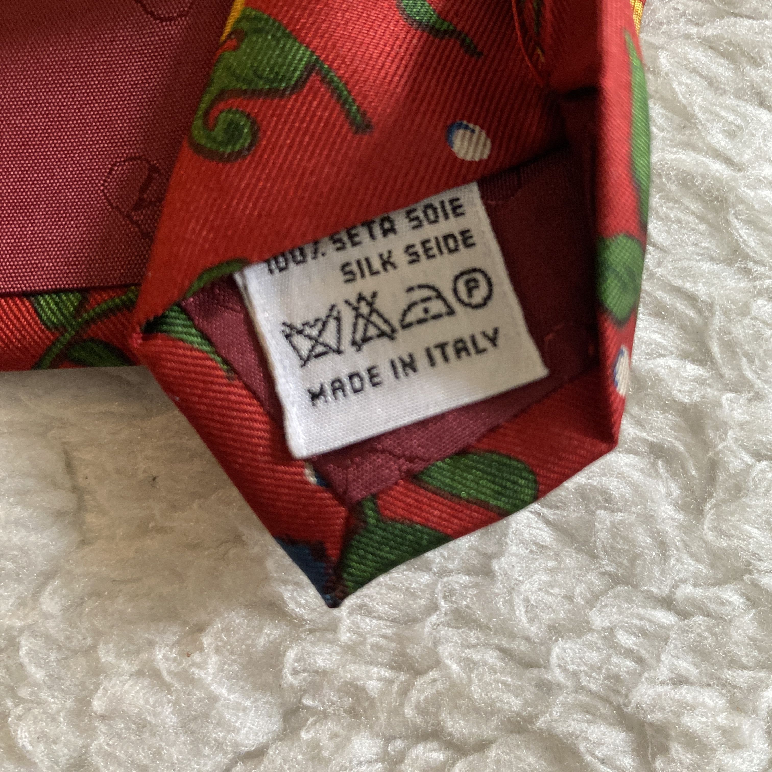 Valentino Vintage Valentino Cravatte Silk Tie – Red Retro Floral Size ONE SIZE - 12 Thumbnail