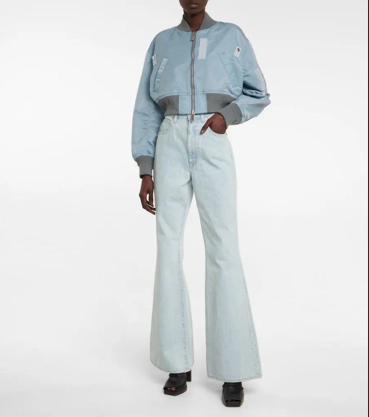 Sacai Sacai Light Blue Nylon Cropped Bomber Size M / US 6-8 / IT 42-44 - 4 Thumbnail