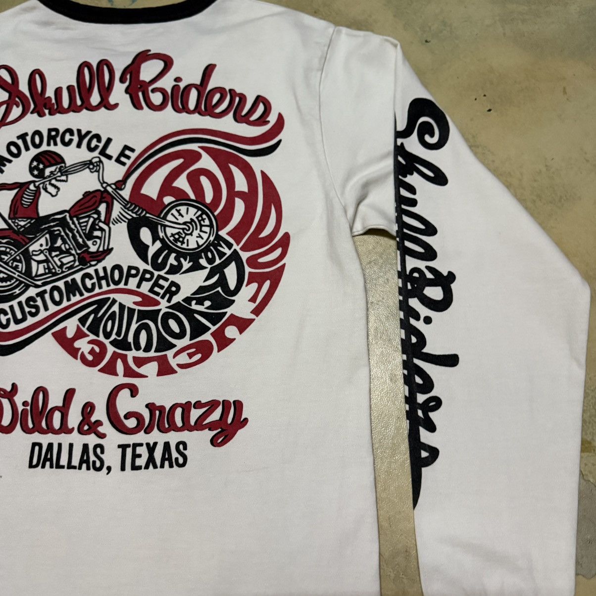 Japanese Brand Skull Rider Motorcycle Chopper Big Logo Long Sleeve T Shirt Size US S / EU 44-46 / 1 - 10 Thumbnail