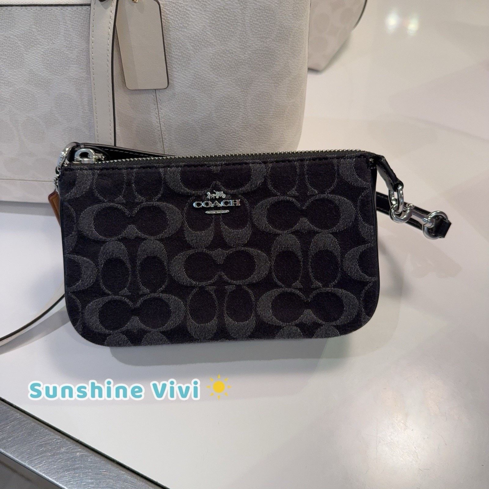 NWT Coach Nolita 19 Signature Denim CCZ48 silver /black