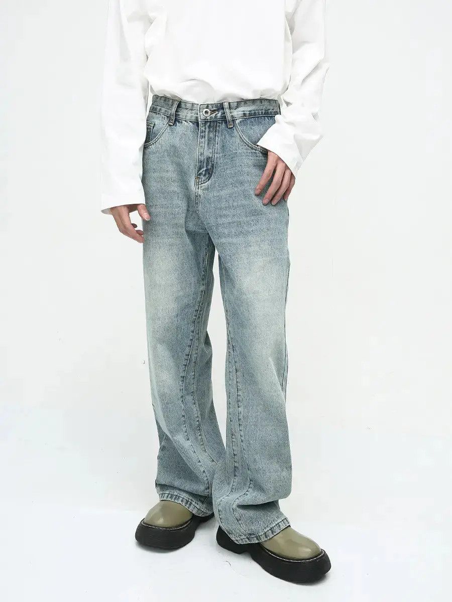 Japanese Brand Retro loose wide leg straight leg jeans Size US 32 / EU 48 - 3 Thumbnail