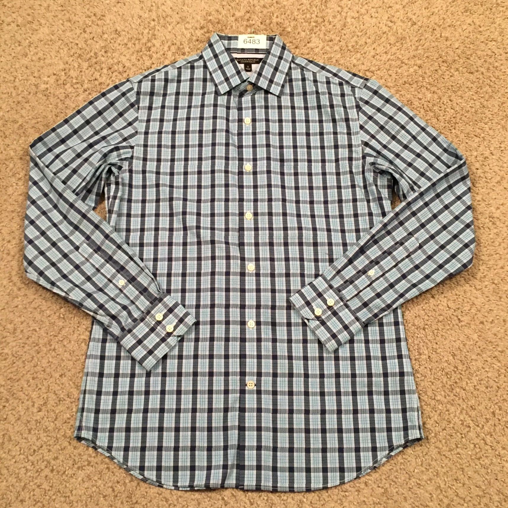 Banana Republic Banana Republic Shirt Mens Small Slim Blue Plaid Long Sleeve Button Up Size US S / EU 44-46 / 1 - 2 Thumbnail