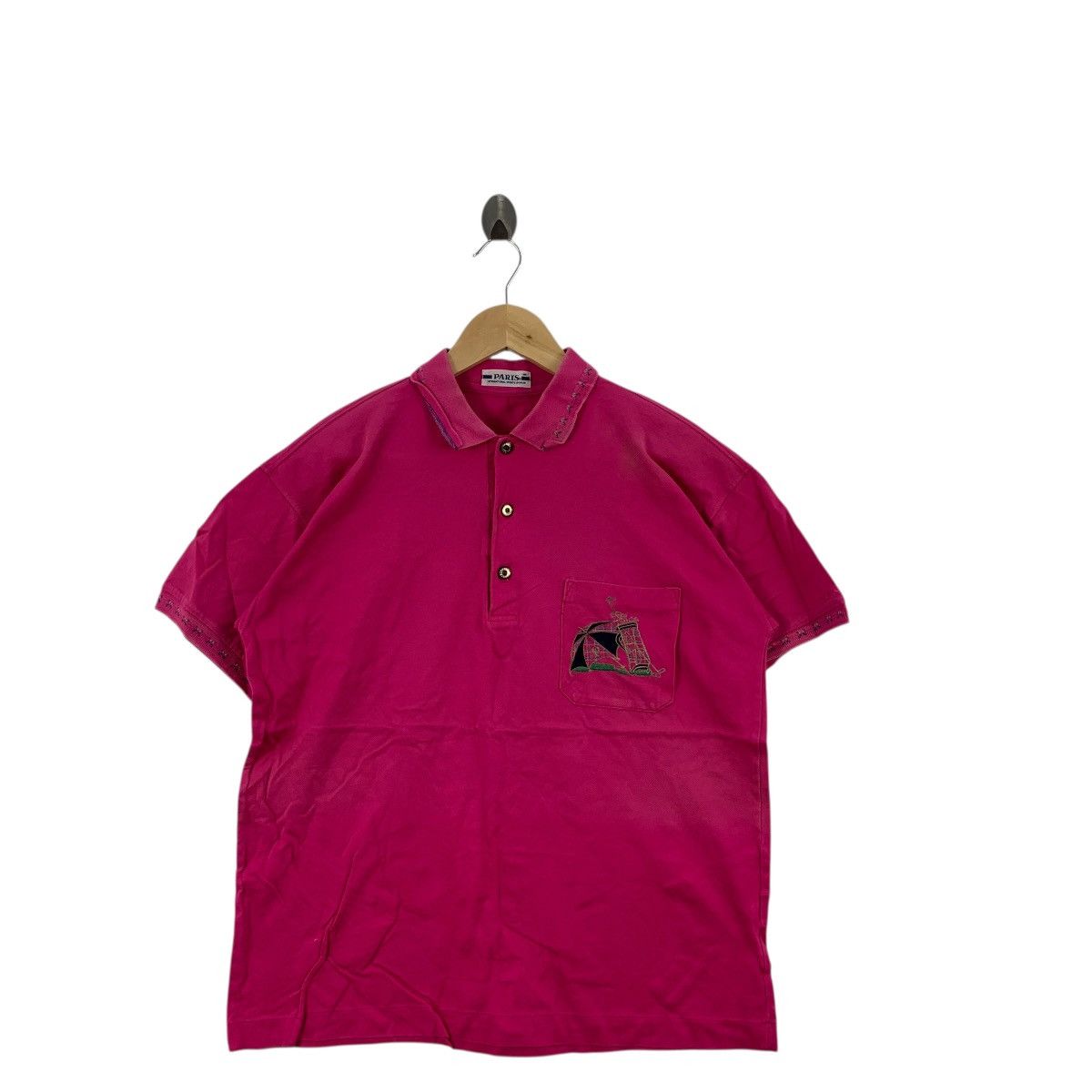 Vintage Vintage PARIS GOLF CLUB Embroidered Logo Pink Polo Tee Size M / US 6-8 / IT 42-44 - 4 Thumbnail