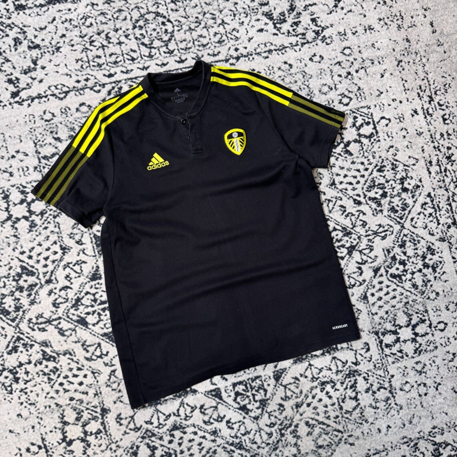 Adidas × Vintage Vintage Adidas Black Polyester Jersey T-Shirt Size L Spelout Size US L / EU 52-54 / 3 - 3 Thumbnail