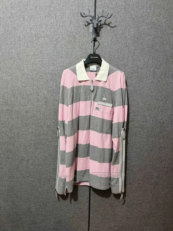 Burberry Color Block Long Sleeve Polo Shirt.