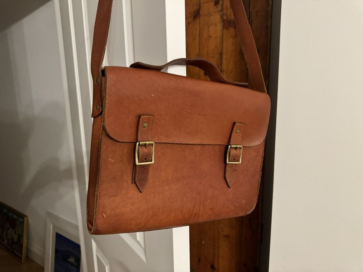 image of Oliver Spencer Leather Satchel in Brown, Men's