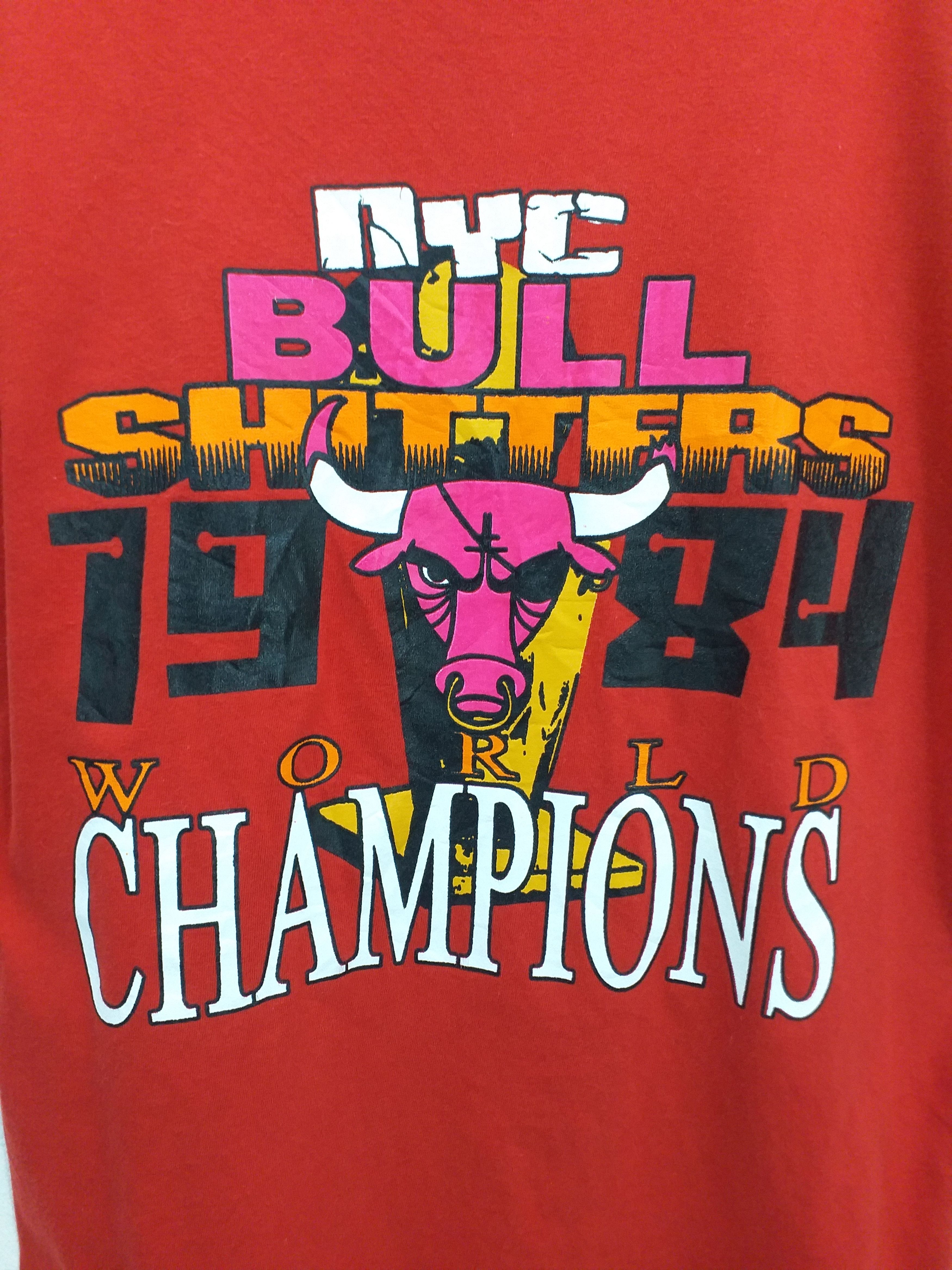 NBA Vintage Allen NYC Bull Shitter 1984 World Champion Tee -C034 Size US M / EU 48-50 / 2 - 3 Thumbnail