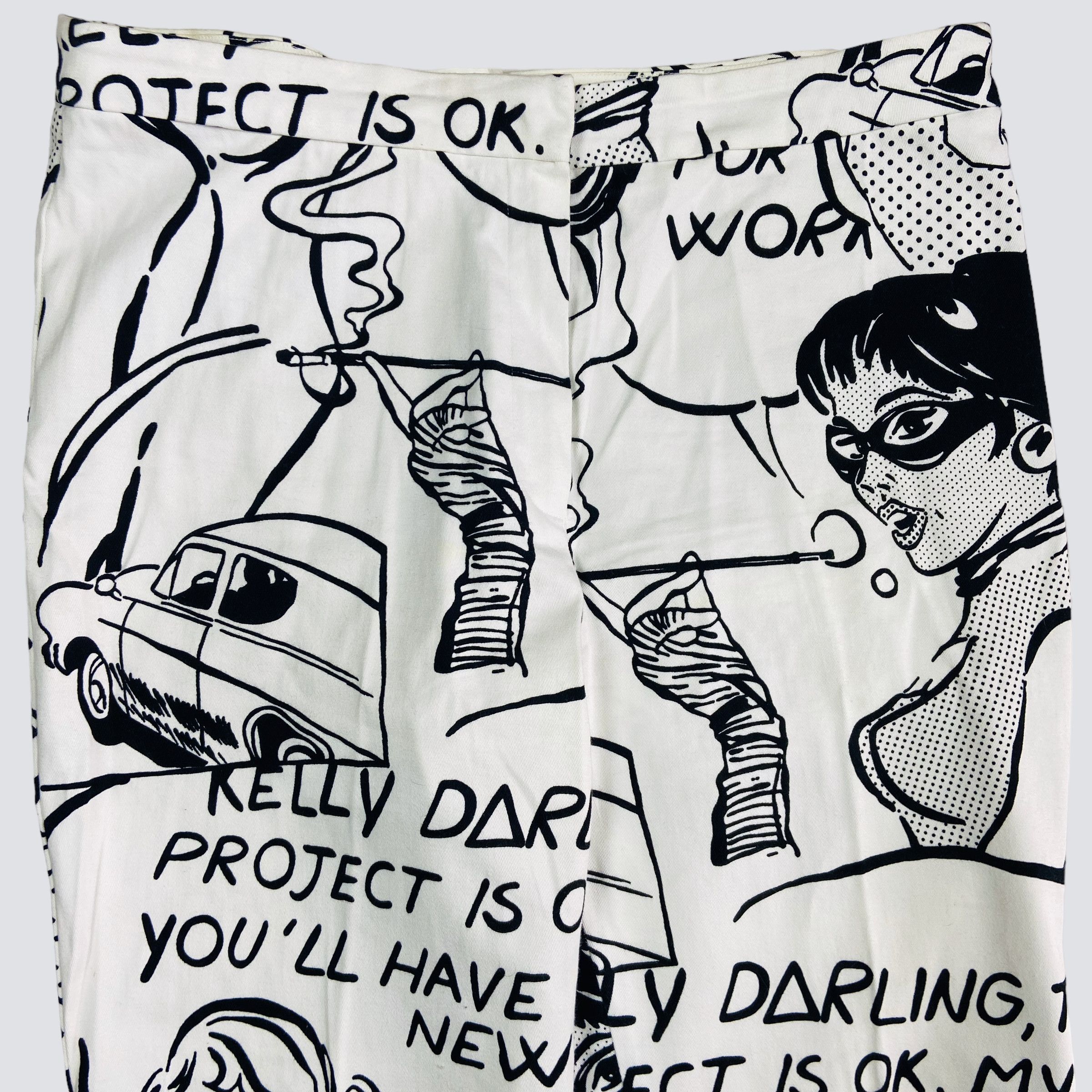 Vintage BAGGY FLARE ARCHIVE 1990s COMICS OVERPRINTED PANTS - № 3090 Size US 34 / EU 50 - 13 Thumbnail