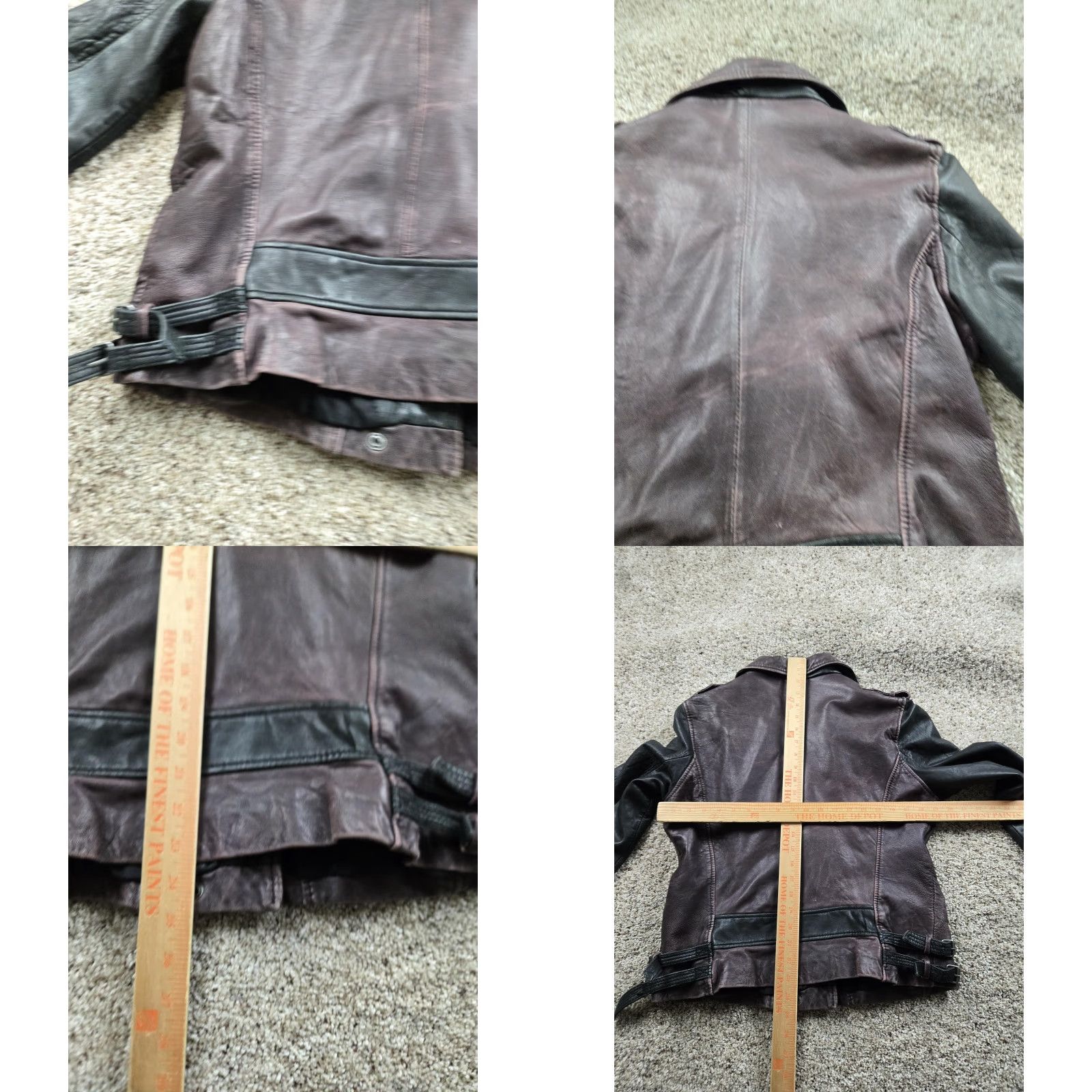 Michael Kors Michael Kors Leather Moto Jacket Womens S Burgundy Black Biker Zip Short Collared Lined Pockets Zipper Size S / US 4 / IT 40 - 9 Thumbnail