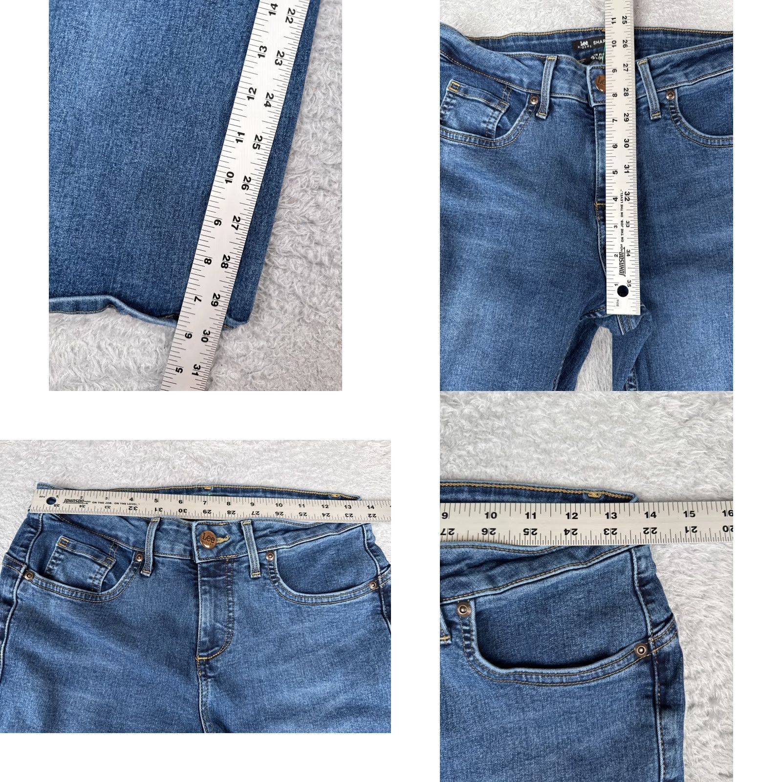 Lee Lee Jeans Women Blue Denim Slim Bootcut 28x30 Mid Rise Cotton 5-Pocket Zipper Distressed Regular 30" Inseam Jeans Mens? Size 28" / US 6 / IT 42 - 8 Thumbnail