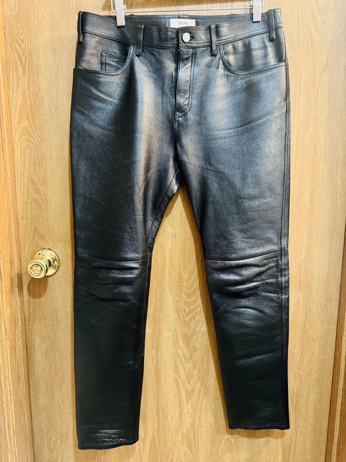 Celine Black Leather Skinny Pants