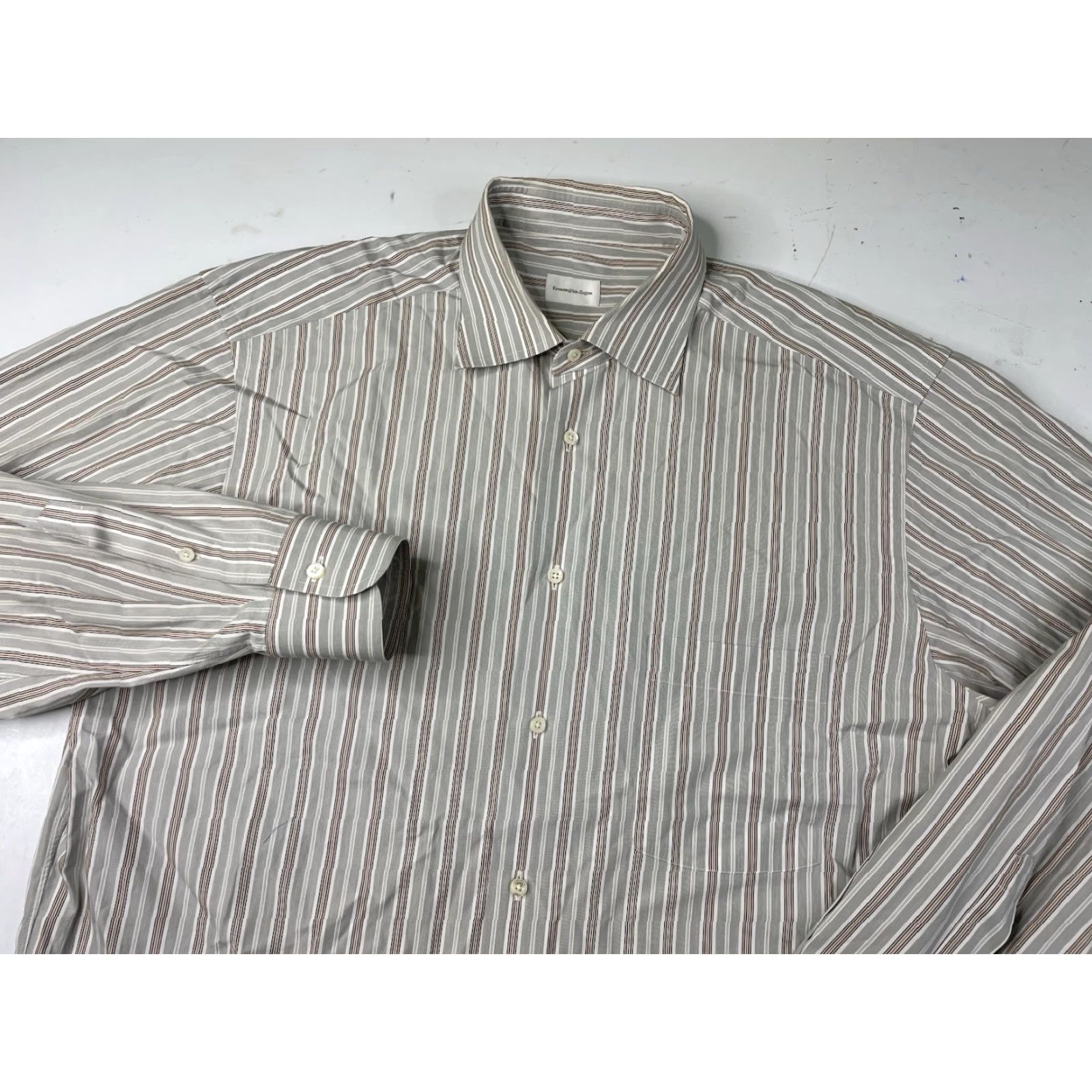 Ermenegildo Zegna Ermenegildo Zegna Dress Shirt Striped Button Up Long Sleeve Mens 17/43 Multicolor Cotton Classic Designer Size 46R - 2 Thumbnail