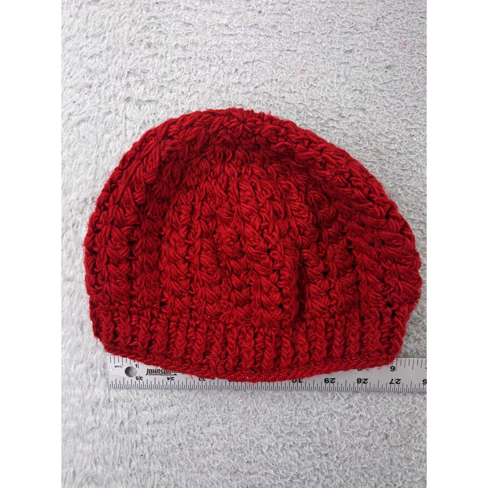Vintage Womens Beanie Hat Crochet Red One Size Acrylic Knit Winter Ski Outdoors Vintage No Size ONE SIZE - 5 Thumbnail