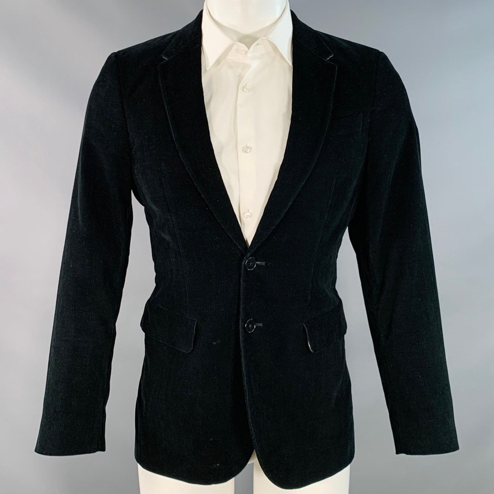 Paul Smith Size 38 Black Corduroy Cotton Notch Lapel Sport Coat Size 38R - 1 Thumbnail