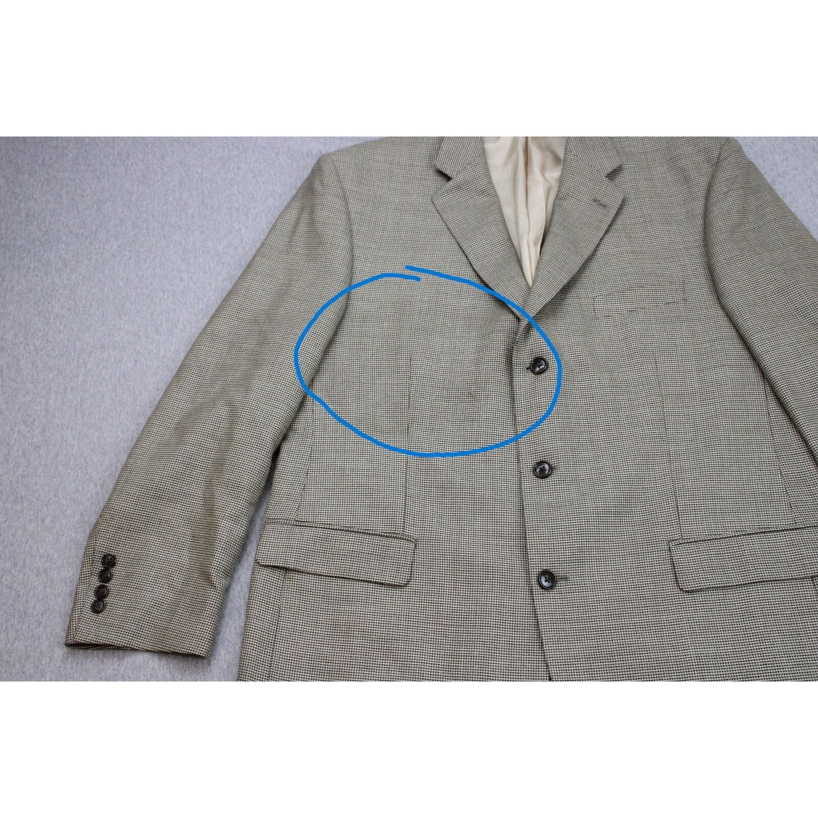 Calvin Klein Calvin Klein Mens Blaze Size 44R Wool Silk Houndstooth Size 44R - 7 Thumbnail