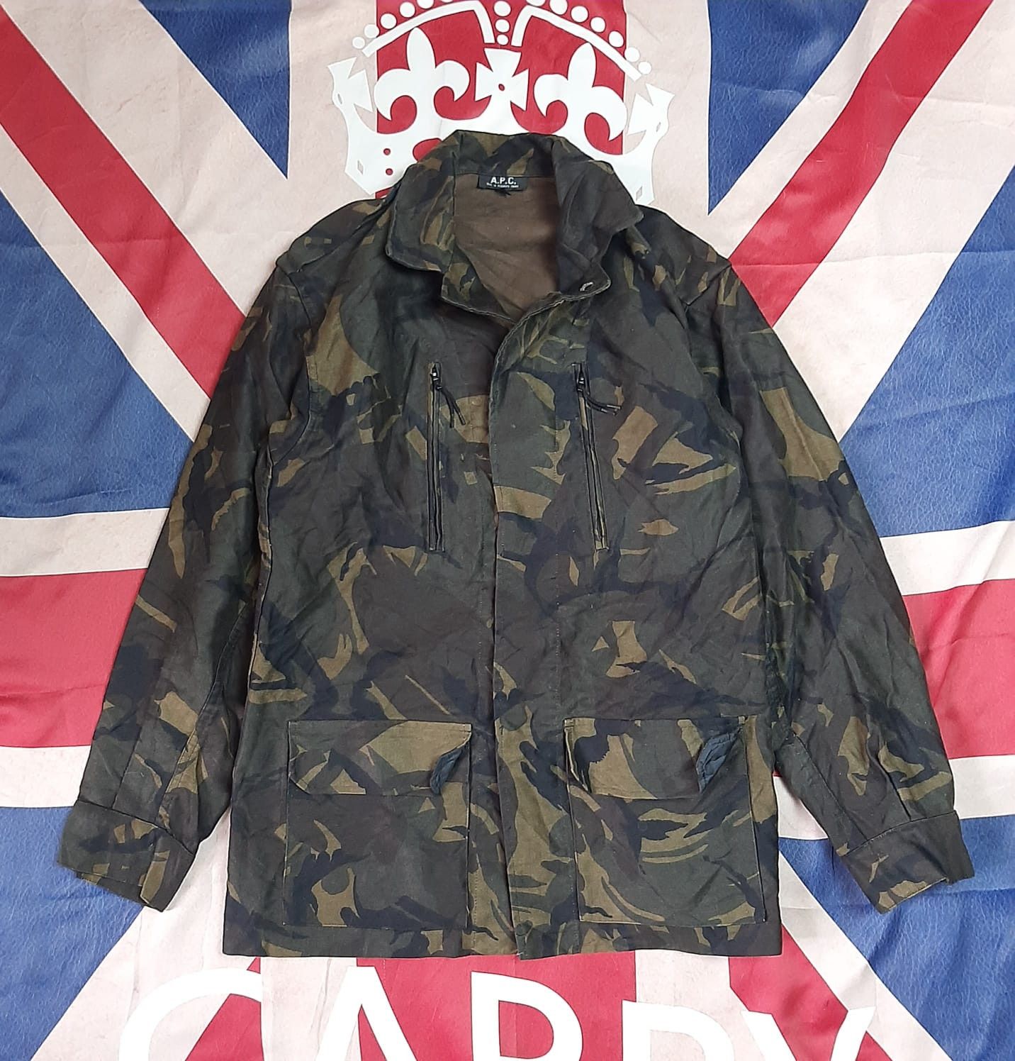 Image of A P C France Army Jacket Look in Camo, Men's (Size Small)