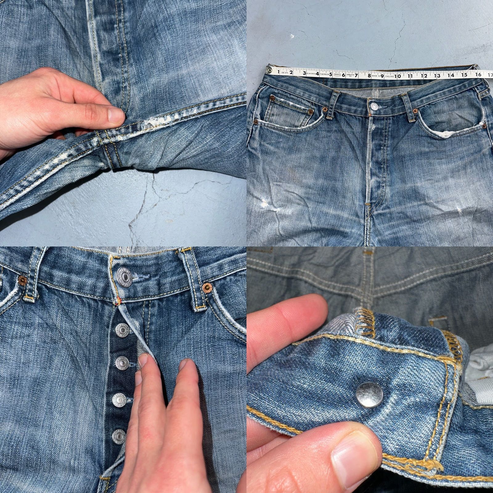 Levi's VINTAGE Levi's 501 Jeans Men Regular Fit Straight Leg 34x34 Blue 90s Denim Retro Size US 34 / EU 50 - 8 Thumbnail