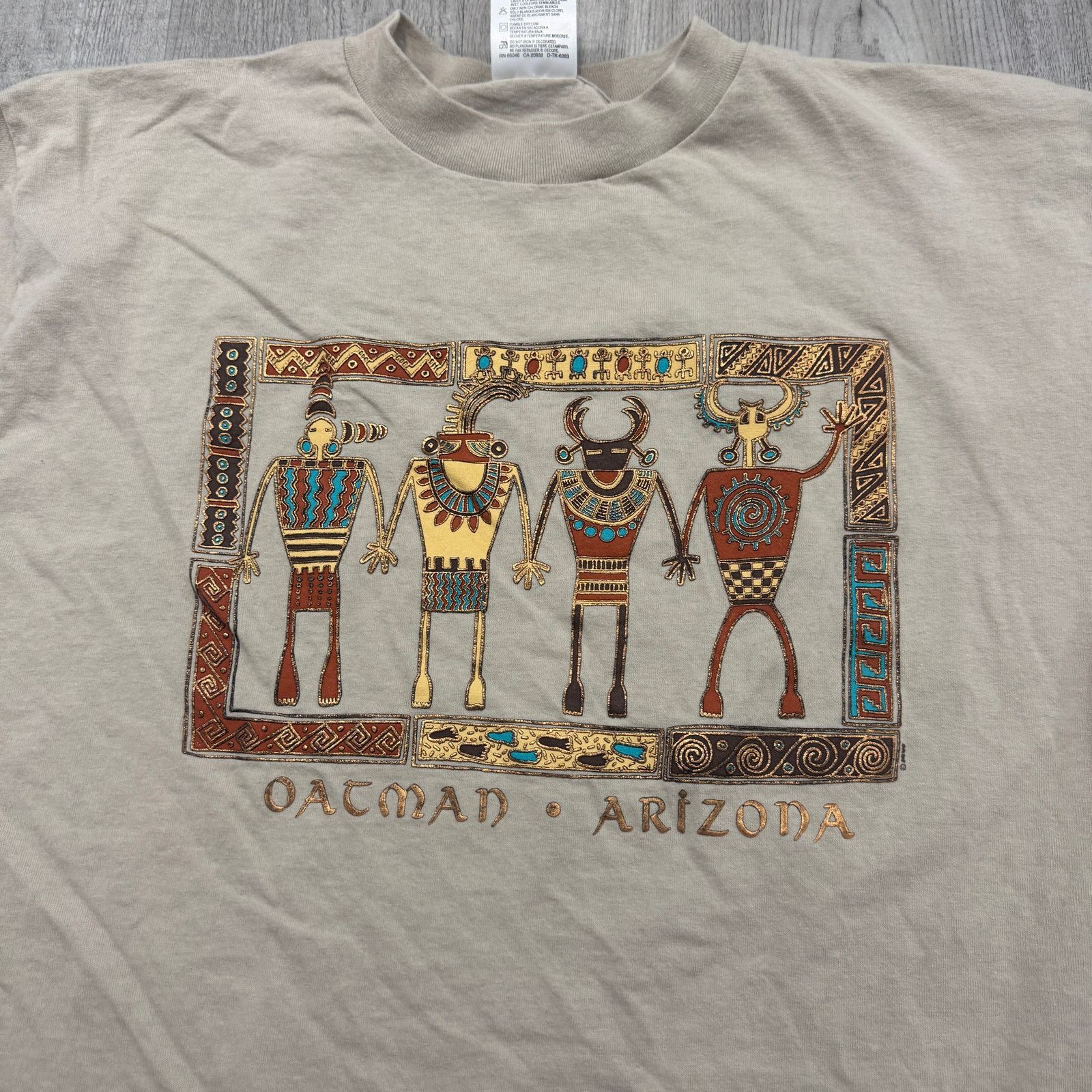 Vintage Vintage Oatman Arizona Tribal Shirt Men's XL Tan 90s Size US XL / EU 56 / 4 - 3 Thumbnail