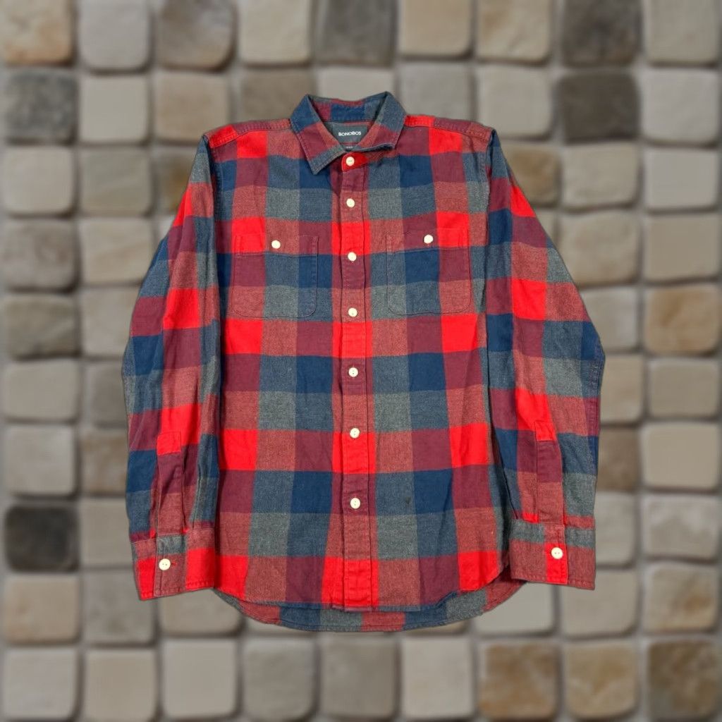 Bonobos Bonobos Shirt Mens M Red Cotton Flannel Button-Up Slim Casual Pattern Plaid Long Sleeve Collar Button-Up Mens Size US M / EU 48-50 / 2 - 1 Thumbnail