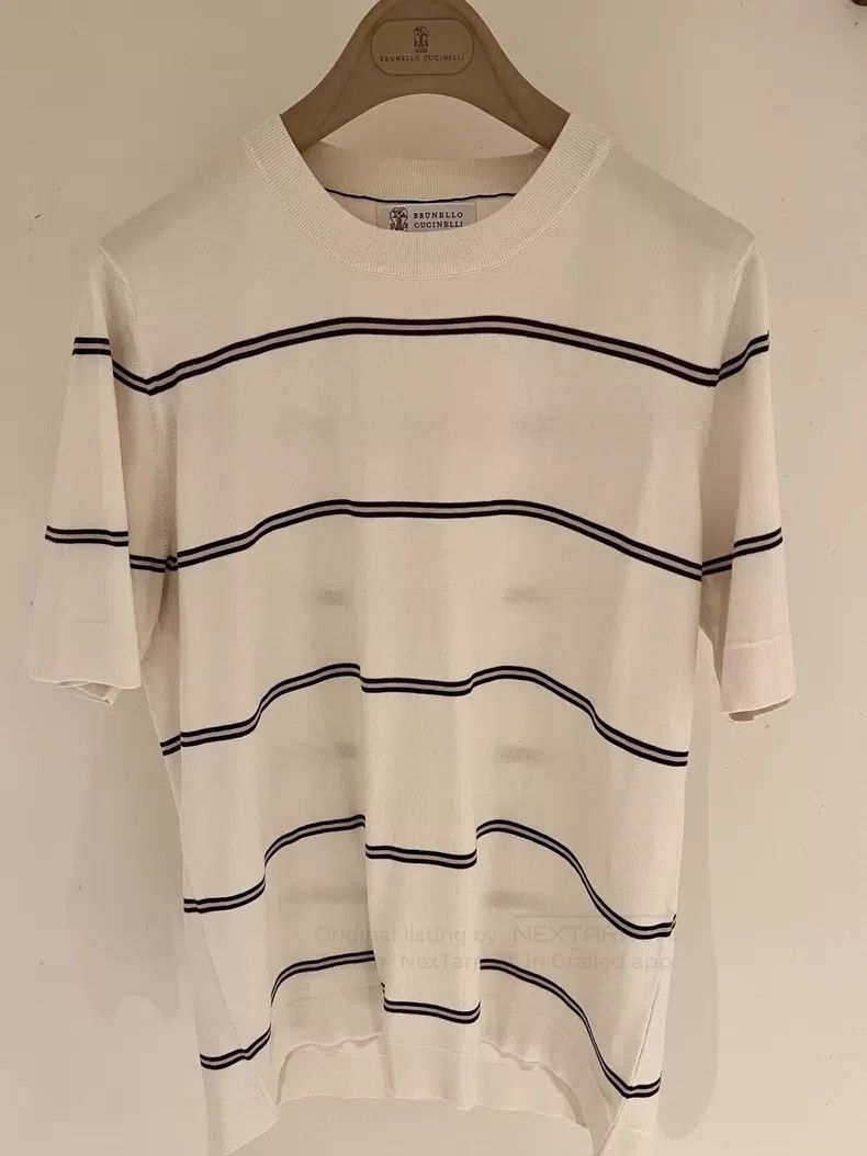 Brunello Cucinelli Brunello Cucinelli Men's Wide Striped Short Sleeve T-Shirt Size US M / EU 48-50 / 2 - 1 Thumbnail