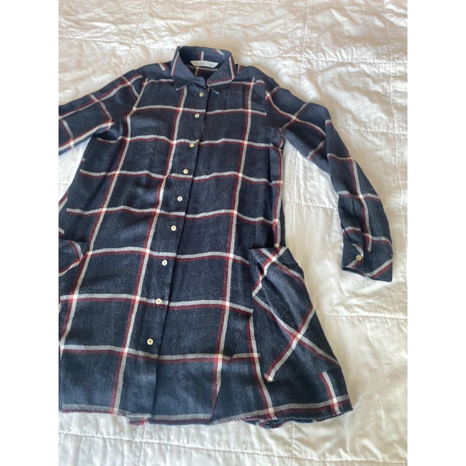 Zara VINTAGE Zara Basic Shirt Dress Womens XS Plaid Long Sleeve Button Up Pockets flannel Size XS / US 0-2 / IT 36-38 - 3 Thumbnail