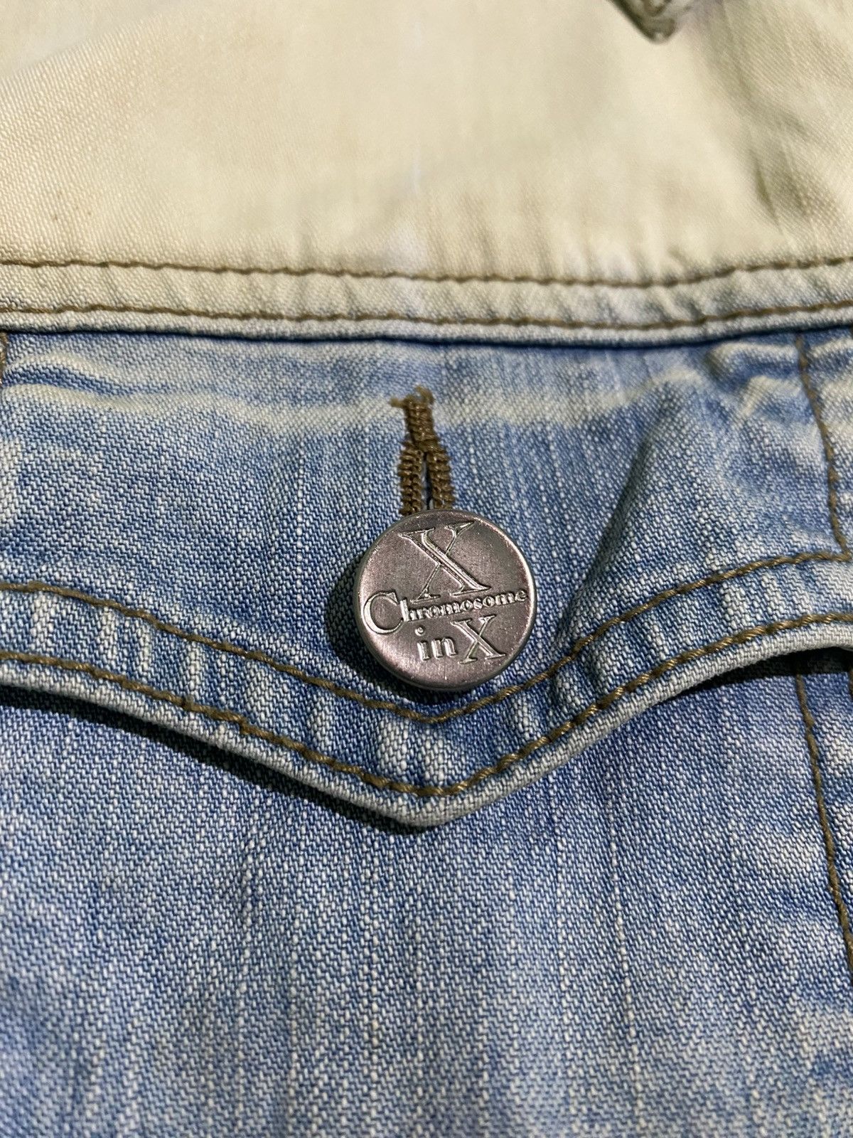 Le Grande Bleu (L.G.B.) X CHROMOSOME IN X ZIP DENIM JACKET BLUE WASH FADED Size ONE SIZE - 3 Thumbnail