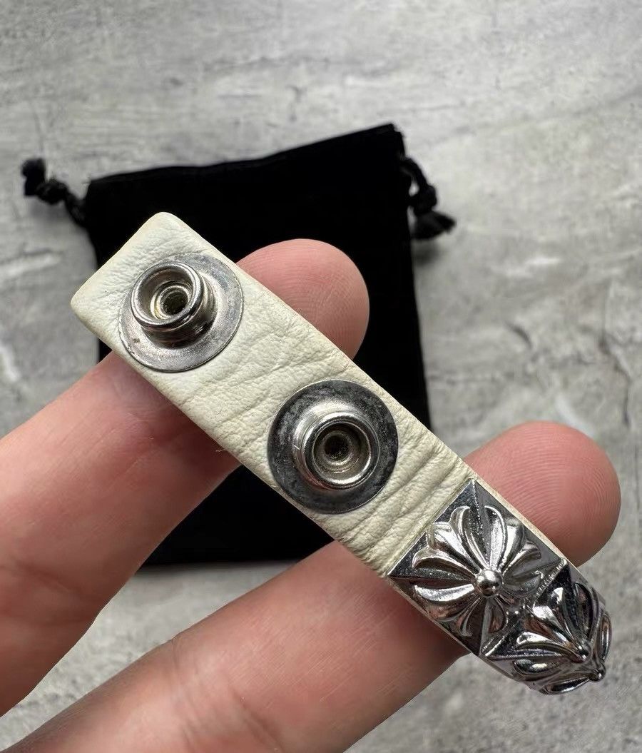 Chrome Hearts Chrome Hearts Cross Silver Buckle Leather Bracelet (White) Size ONE SIZE - 6 Thumbnail