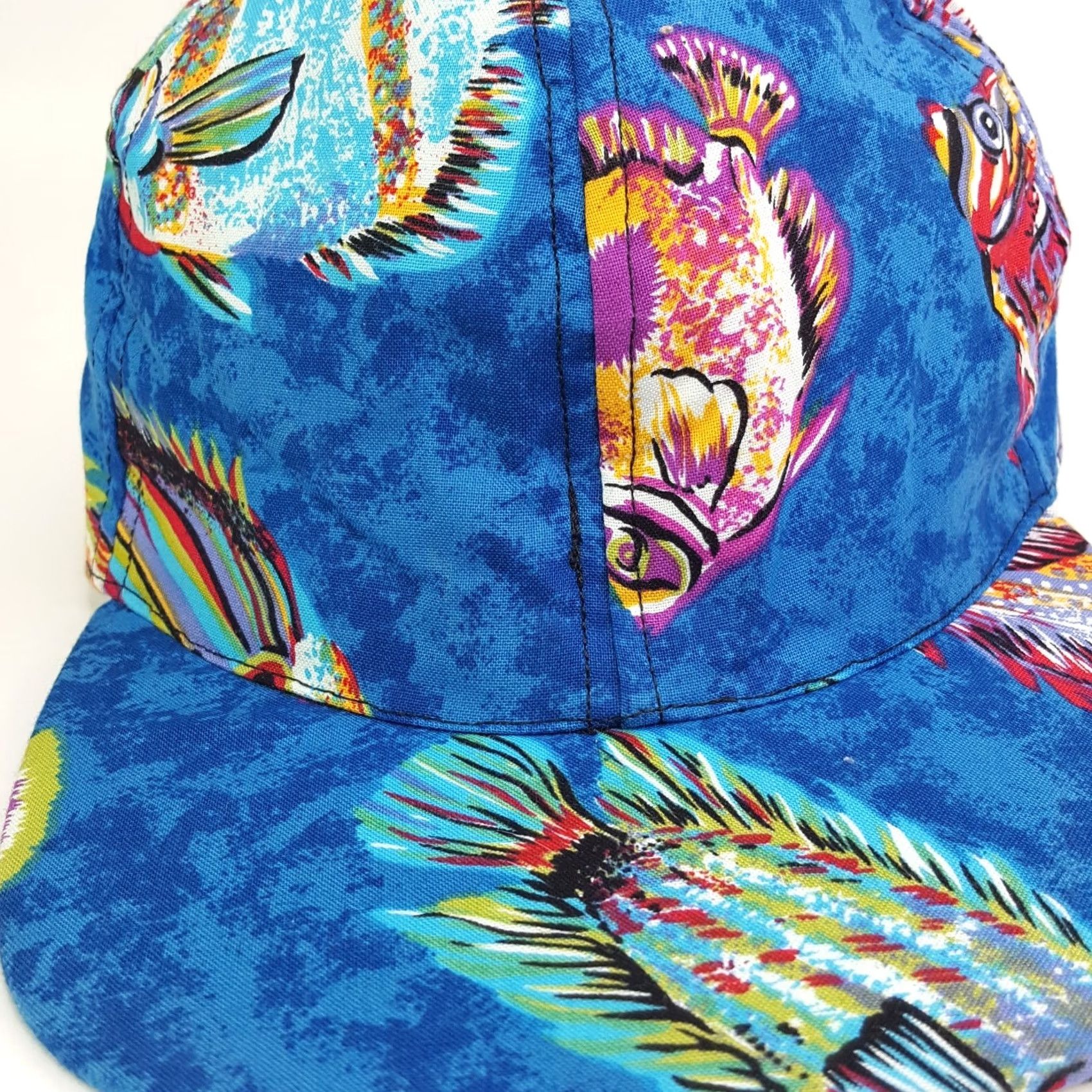 Vintage Vintage 90s Tropical Fish USA Made Snapback Adjustable Blue Hat Baseball Cap Size ONE SIZE - 4 Thumbnail