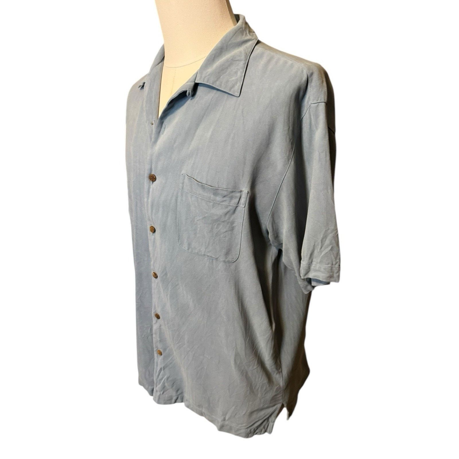 Other Pussers Embroidered Tortola Back Panel Blue Silk Camp Shirt Size US M / EU 48-50 / 2 - 3 Thumbnail