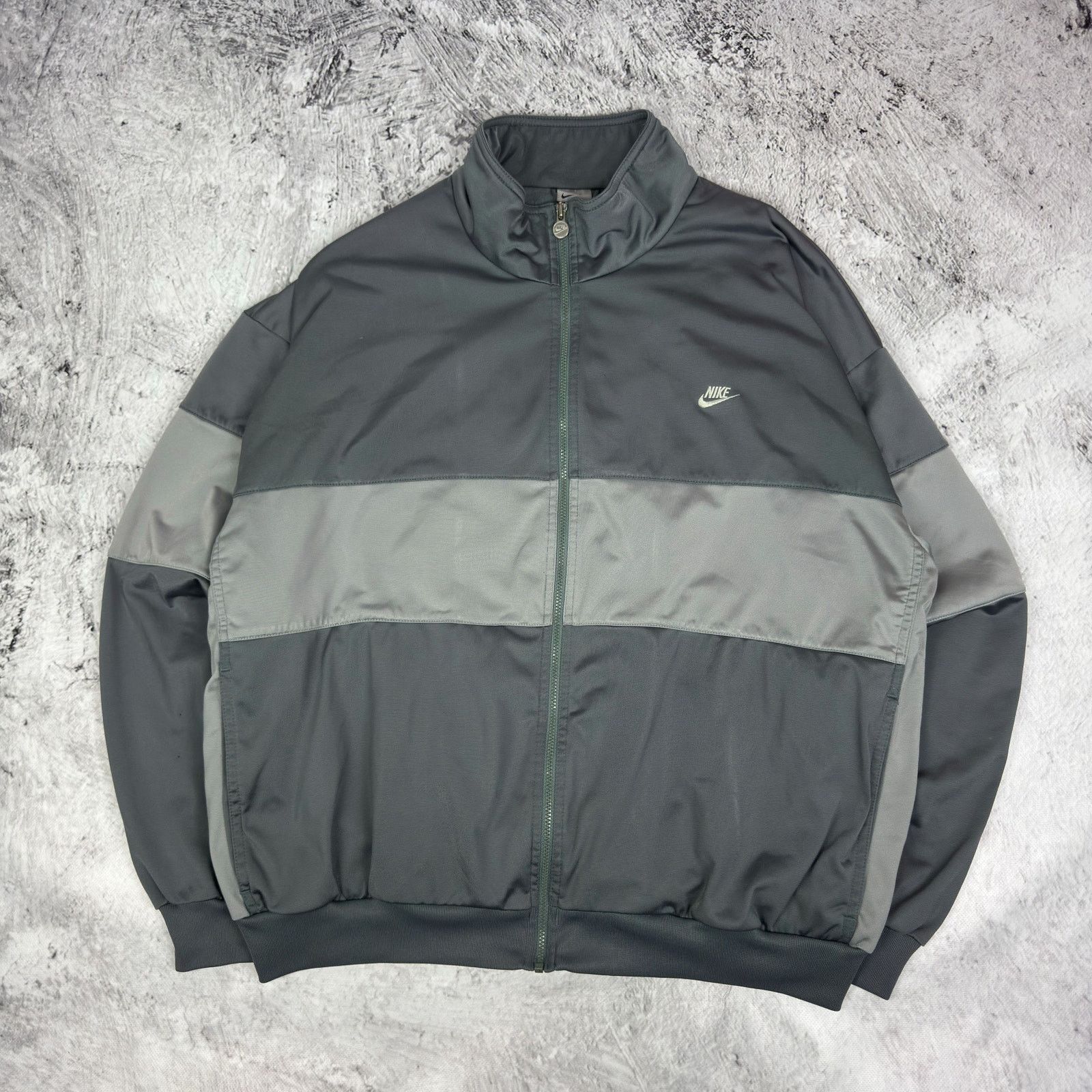 Nike Nike Men's Gray White Swoosh Spellout Full Zip Track Jacket Size US XL / EU 56 / 4 - 2 Thumbnail